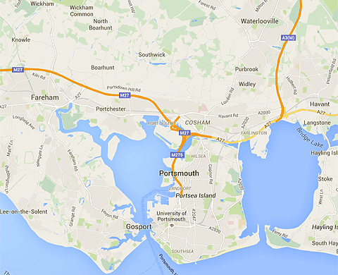 map of southern hampshire indicating areas where Fosters Boiler Repairs and Boiler Servicing is available